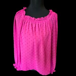 CeCe Fuchsia Textured Blouse